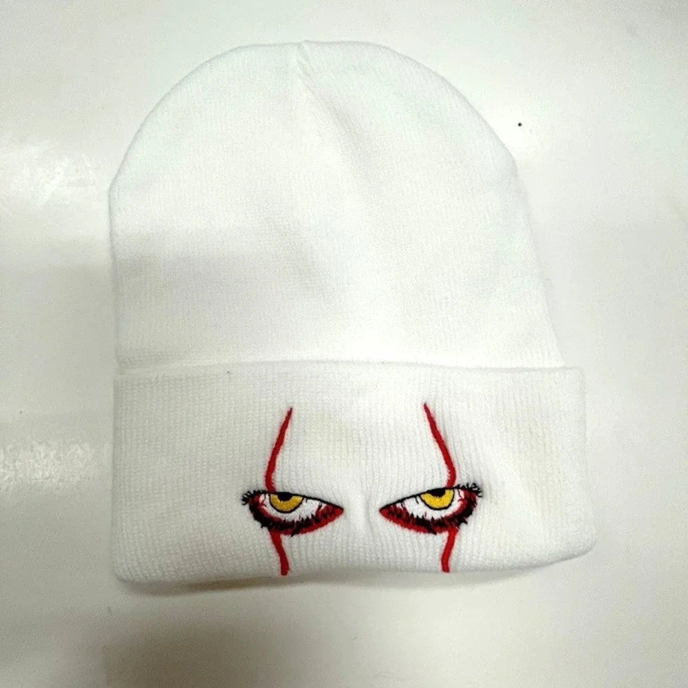 2 Scary Clown IT Hats Beanies Black White Soft & Warm Multicolor One‎ Size